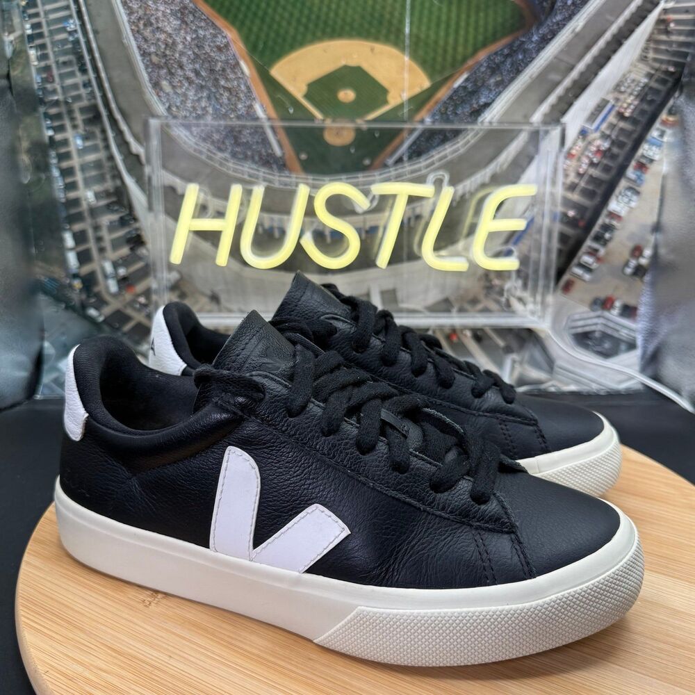 Veja Campo Black/White Leather Sneakers Women’s Size 6